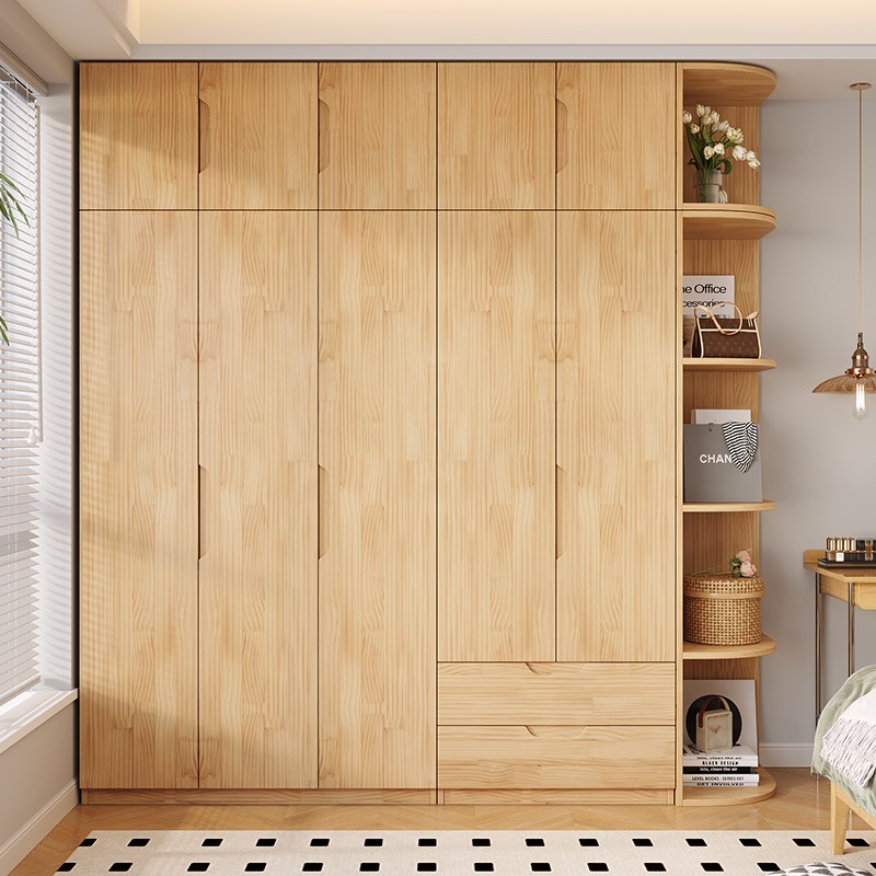 衣柜家用卧室简易k组装小户型储物柜定制儿童原木松木全实木大衣