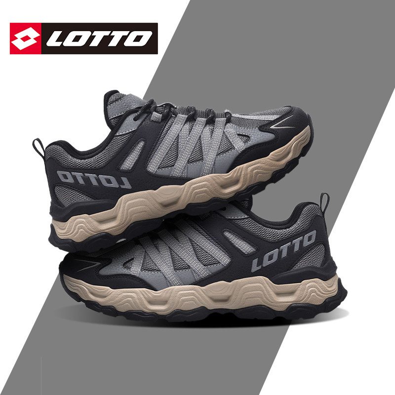 LOTTO乐途男鞋透气网面运动鞋2026春秋新款防水皮面户外徒步鞋子