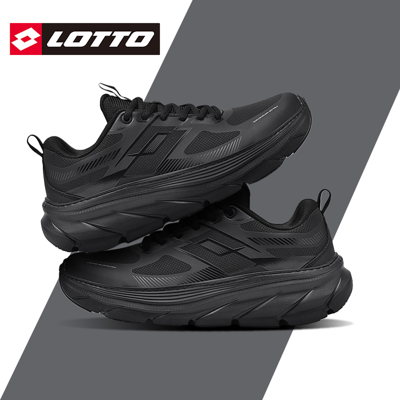 Lotto/乐途男黑色皮面运动跑步鞋