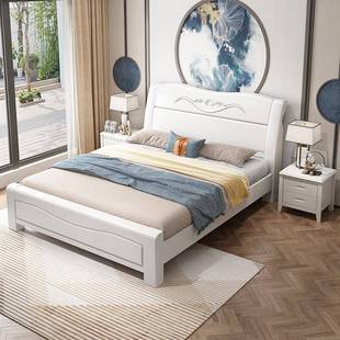 双经济型储物高床箱床箱框 8V实木1.8米笑脸1.实5米1.2米人床中式