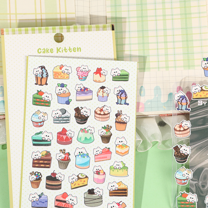 TIPETOYS原创蛋糕小猫咕卡贴纸