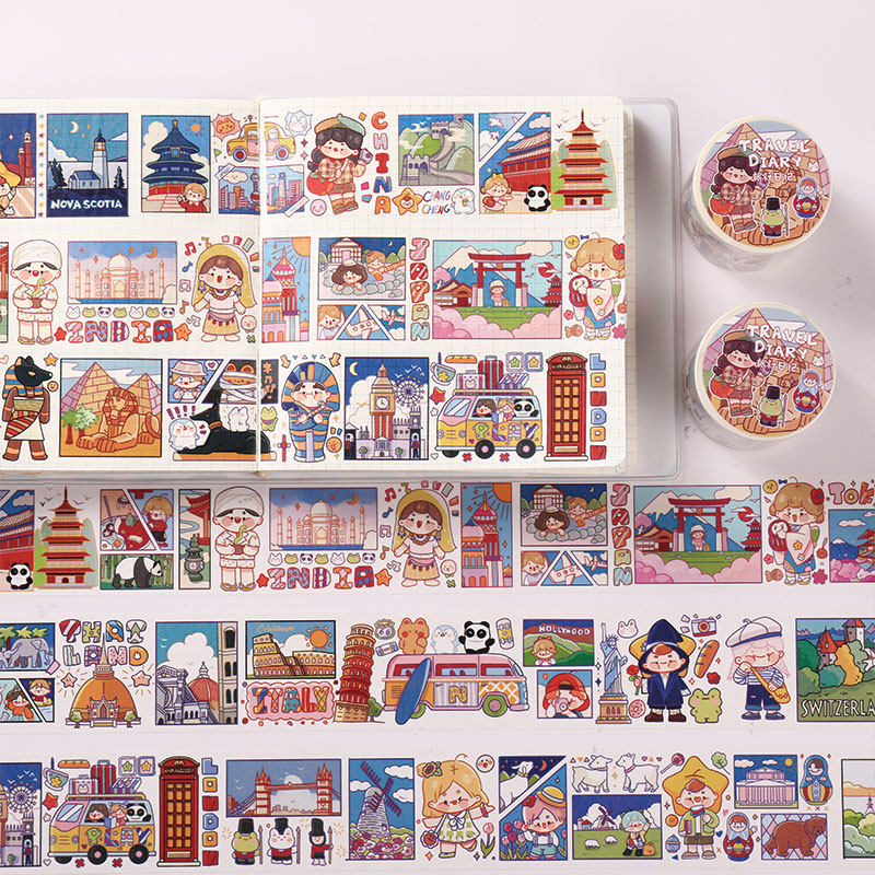 旅行日记卷卷贴豆芽酱和纸胶带手帐胶带特油手账贴纸贴画随心整卷可爱和纸胶带胶卷素材贴纸无痕不留胶贴纸潮,文具电教/文化用品/商务用品,和纸胶带,淘宝优惠券,粉丝福利购,淘宝优惠卷