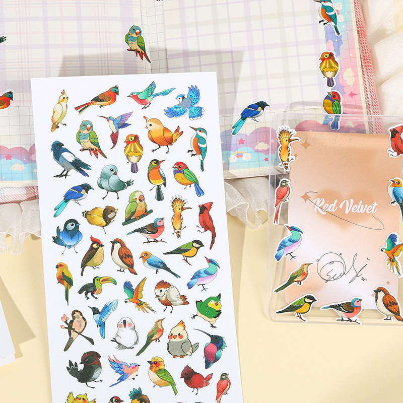 卡通小鸟咕卡原创斑鸠麻雀鹦鹉啄木鸟飞禽鸟类贴纸水杯笔记本行李箱手