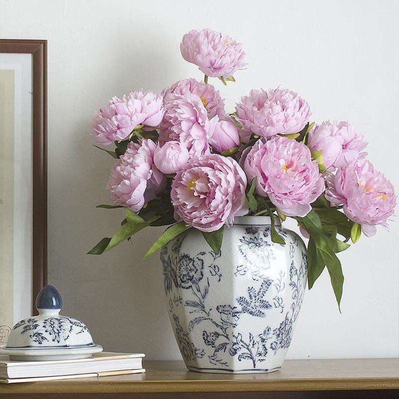 典雅中式景德镇瓷器插花陶瓷瓶中古青花瓷客厅插花摆件博古架装饰