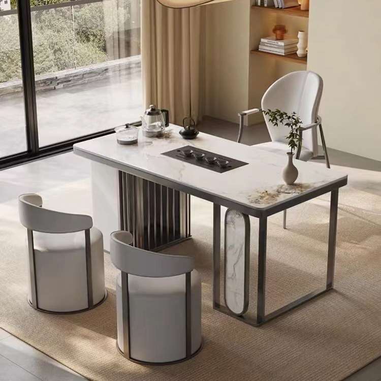 轻奢岩板茶台现代简约阳台茶桌椅组合茶几办公室小户型功夫泡茶桌