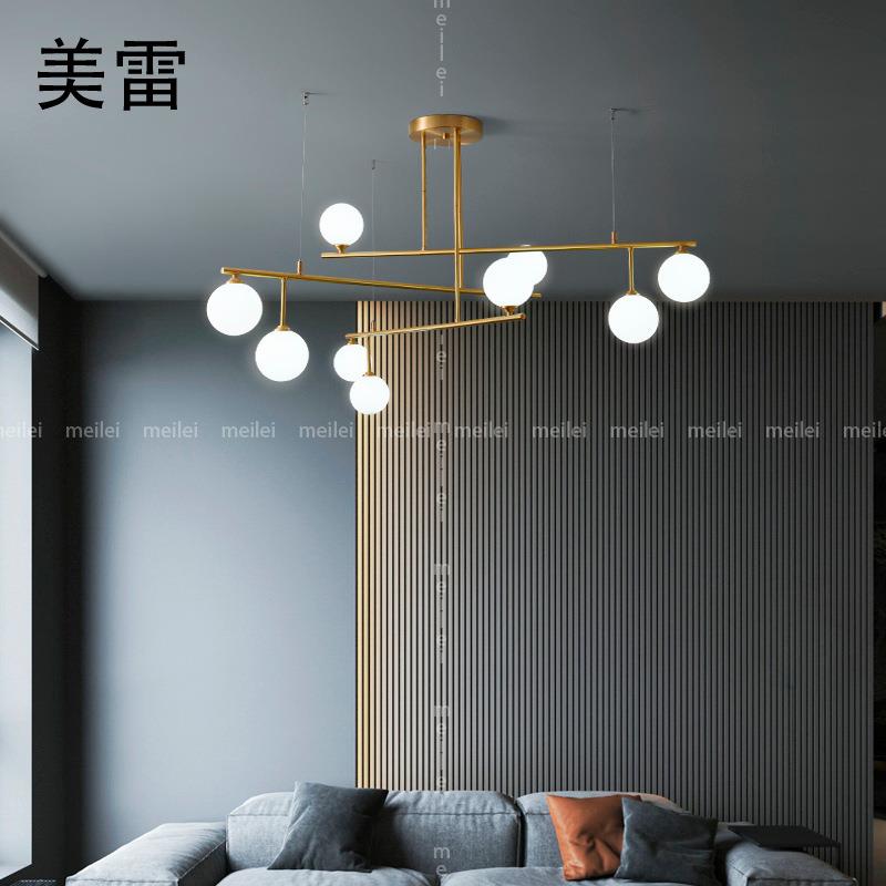 全铜吊灯北欧灯具餐厅灯现代简约吧台吊灯客厅创意魔豆长条灯饰图片