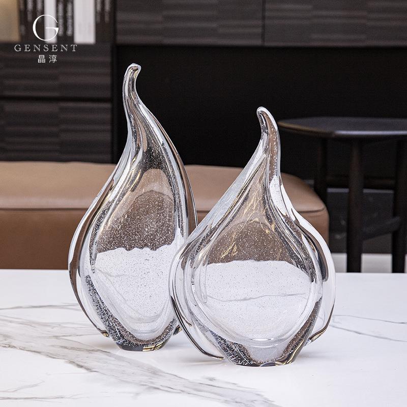 晶淳水晶厚底高透琉璃玻璃装饰摆件现代家居高档客厅软装工艺品