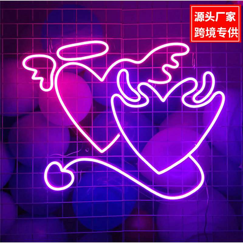 外贸跨境热销霓虹灯天使与恶魔Angels and demons英文字母装饰灯
