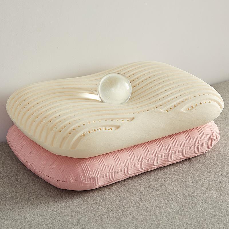 天然乳胶枕蛋糕枕头护颈枕助睡眠家用学生宿舍无压分区枕芯一对装