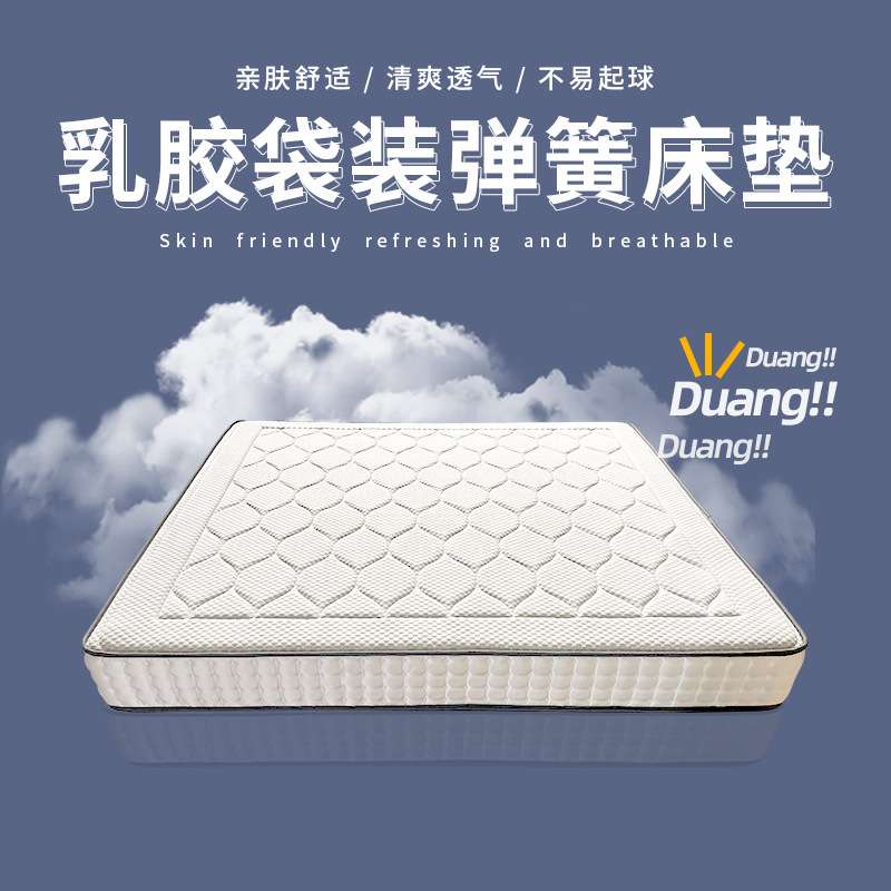 酒店冰丝布面料抗菌抑螨乳胶弹簧床垫环保单双人软硬两用棕垫静音