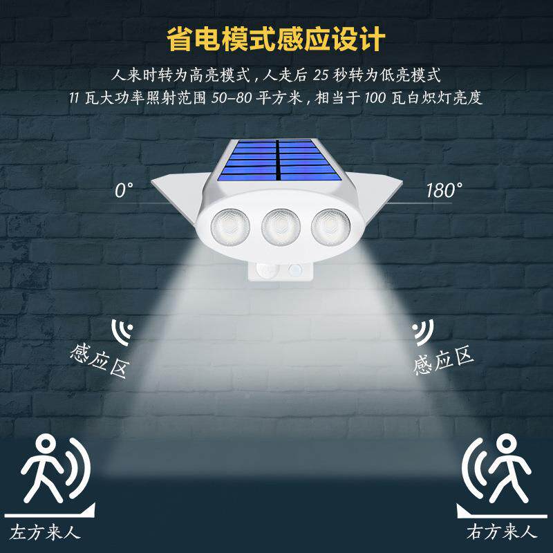 太阳能户外庭D院仿真观监控3LE大功率灯珠感壁灯景花园灯防水路灯