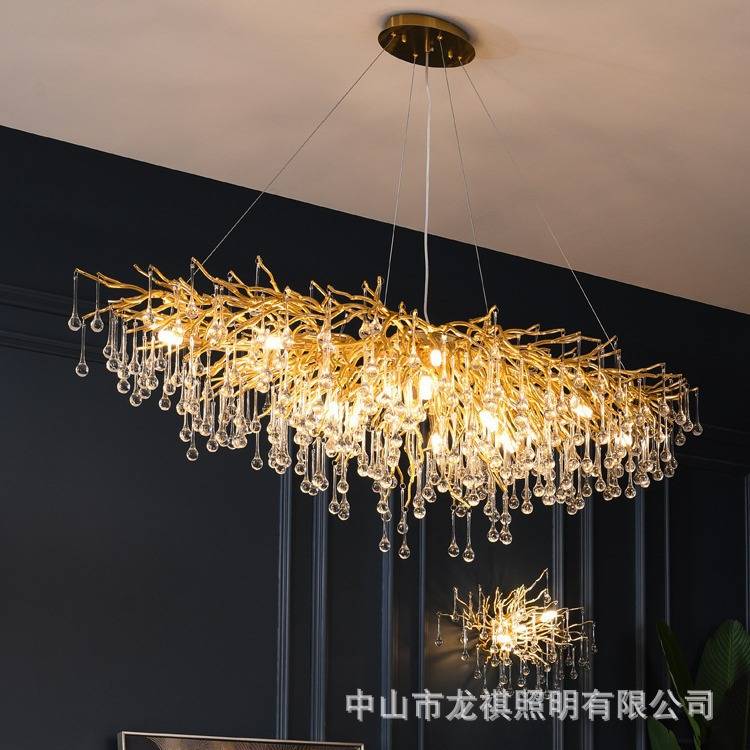 后现代轻奢法式水晶灯简约餐厅创意客厅灯奢华树枝水滴水晶吊灯