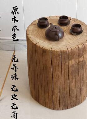 原树木墩风化老榆墩子花架茶台VNH木底座根雕子桩凳木桩实木墩子