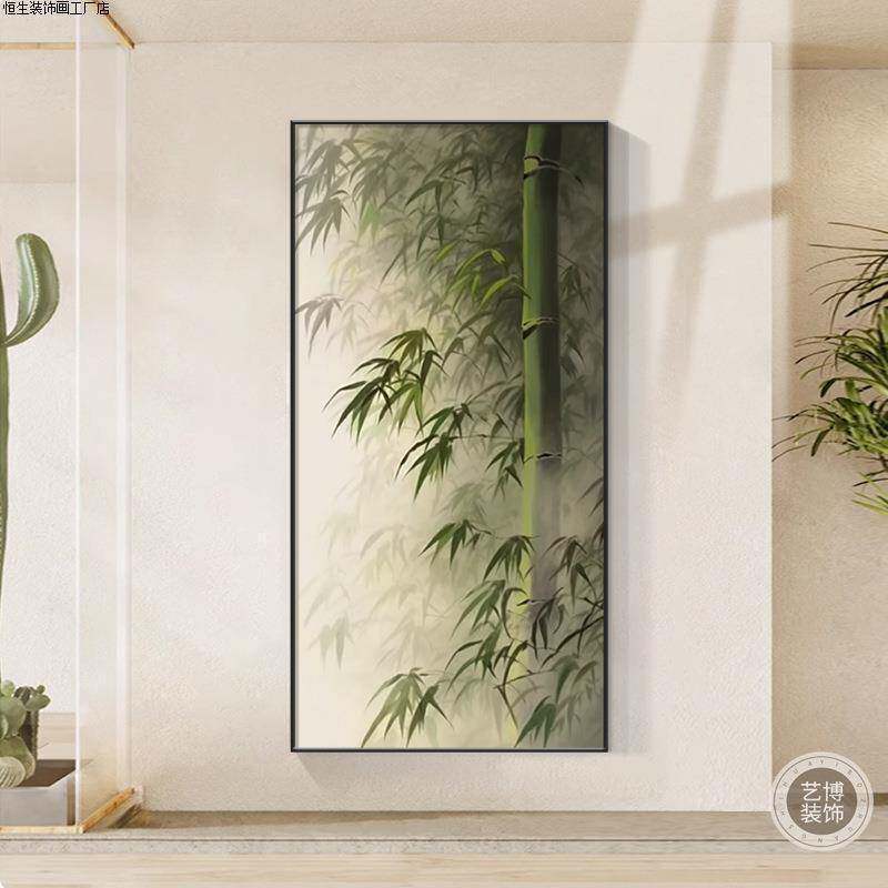 装饰画中式风景画挂画竹林竹子墙壁走廊画竹报平安新入户竖版玄关