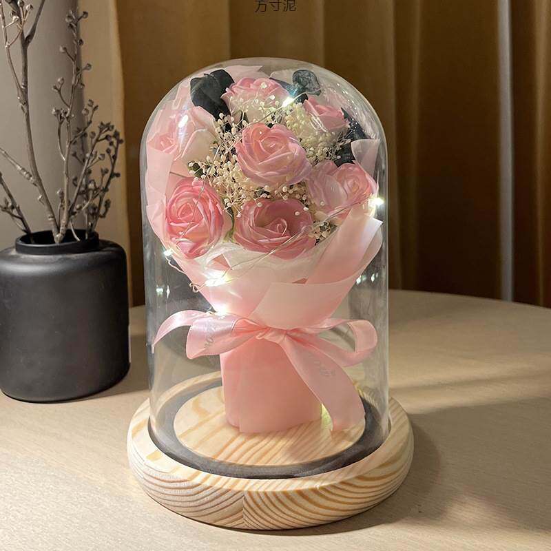 520碎冰蓝花生日情人节送女友妈妈仿真花玫瑰康乃馨花束厂