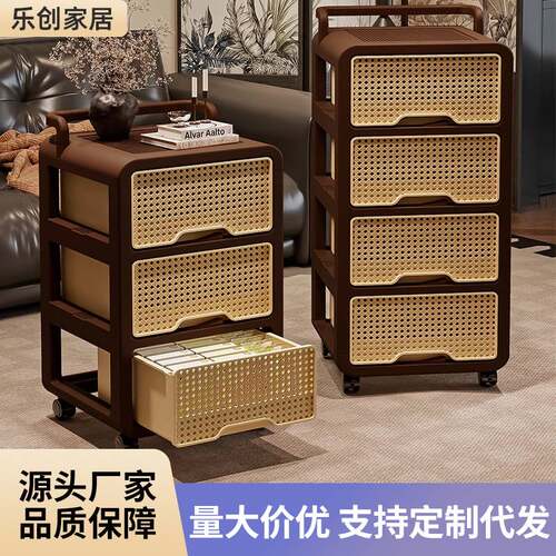 中古风收纳柜高档落地置物架家用客厅收纳架夹缝卧室免安装储物柜