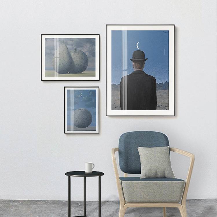 勒内.马格里特 超现实主义装饰画照片墙组合挂画客厅书房玄关壁画