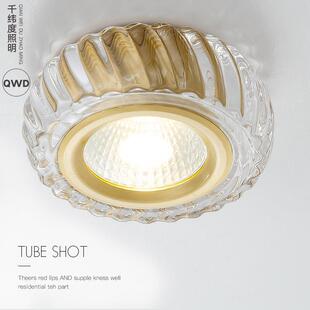 全铜水晶l目e224d防筒灯天灯嵌入式客厅花灯吊顶炫轻奢玄关过道走