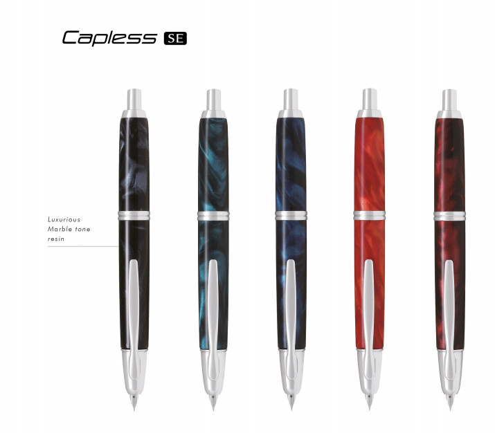 PILOT百乐Capless SE大理石纹涂漆钢笔18K金尖按动笔FCSE-3000RR