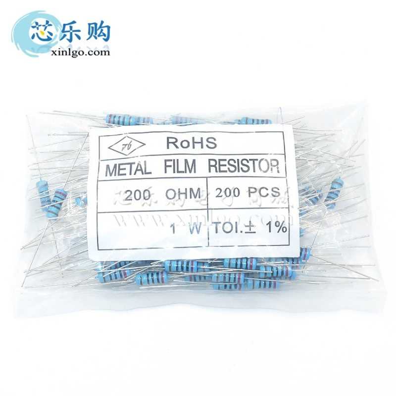 金属膜电阻 1W 1% 200R 200欧 直插 1W插件电阻 色环电阻