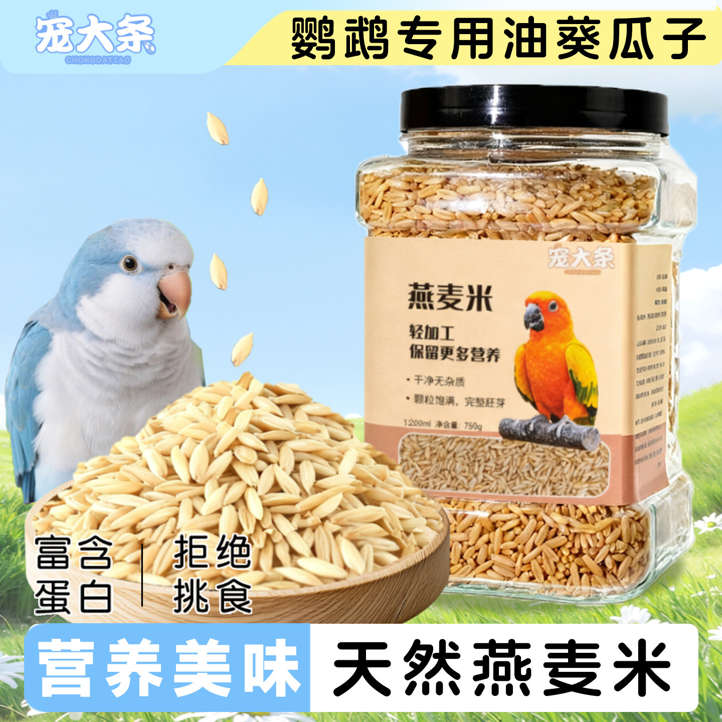 【宠大条】鹦鹉种子粮燕麦仁米鸟食饲料虎皮玄凤牡丹燕麦米鸟粮食