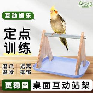 【宠大条】鹦鹉磨爪站杆桌面互动鸟站架手养牡丹定点排便训练站台