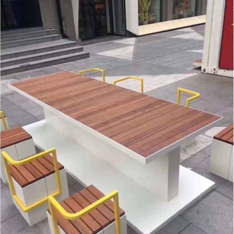 庭院家用高端实木桌椅售楼部桌凳组合聚餐便捷不锈钢餐桌坐椅厂家