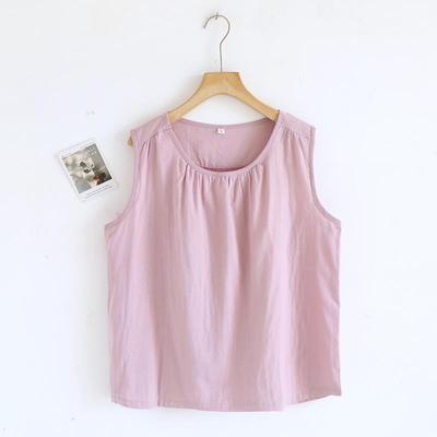 吊带背心睡衣上衣单件女士夏季薄款纯棉纱布圆领套头可外穿家居服