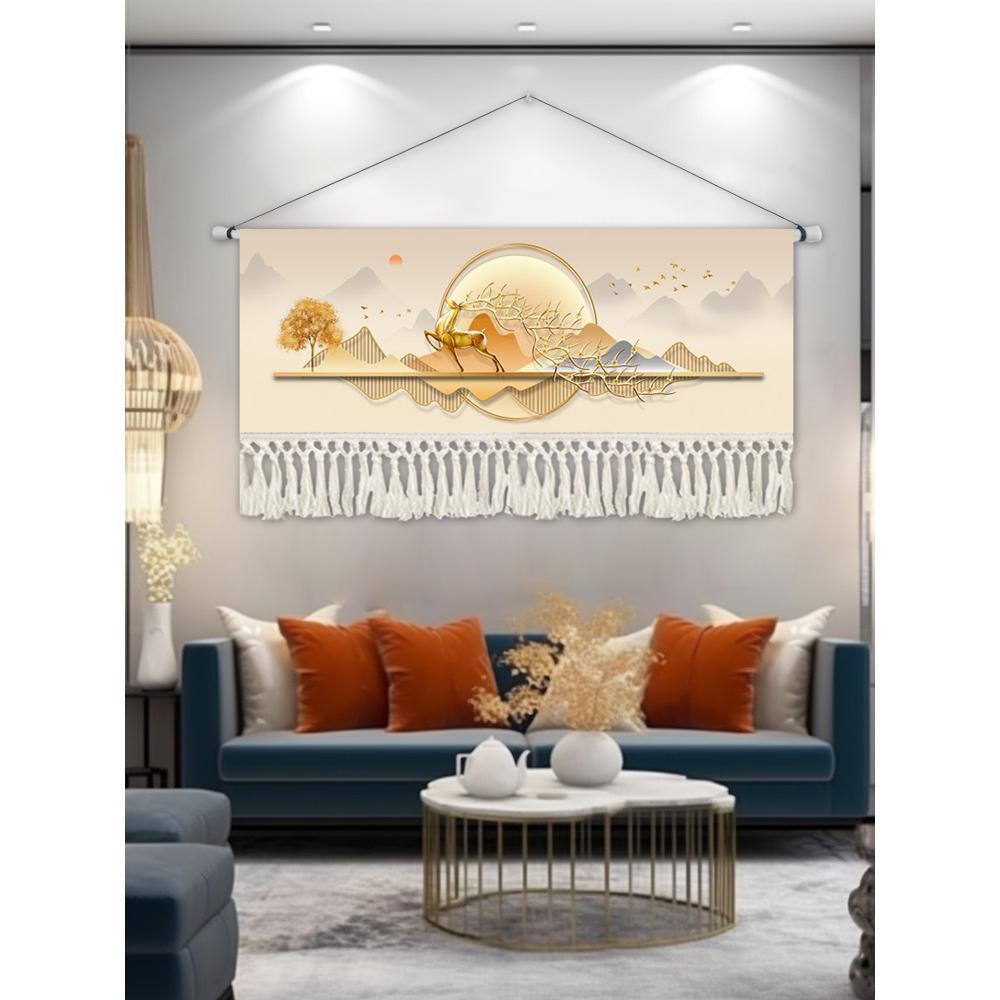 客厅挂毯北欧ins麋鹿沙发背景墙挂布卧室床头装饰挂画餐厅墙壁毯