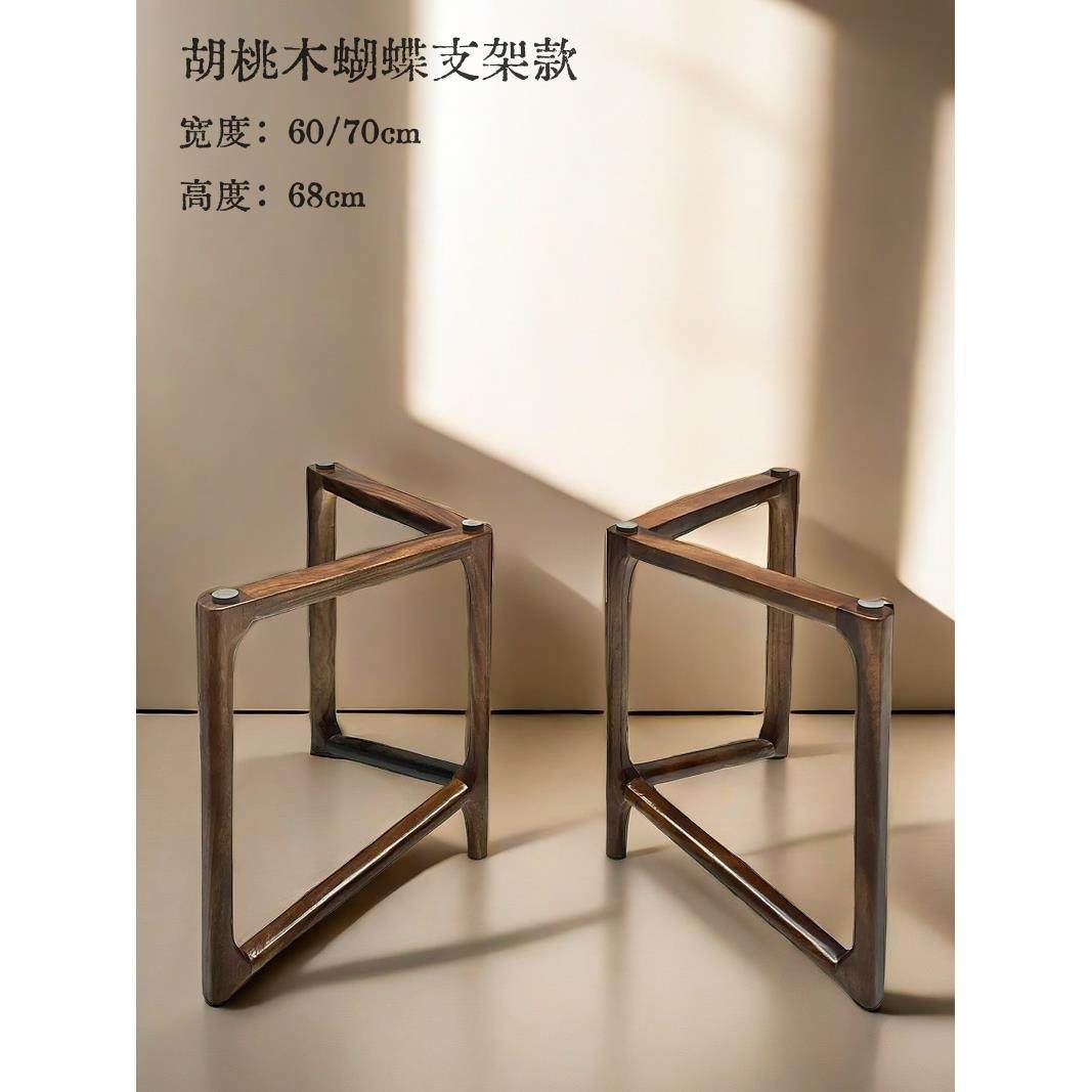 胡桃实木桌腿原木风格大三脚架餐桌咖啡桌茶几桌桌木腿准备定制