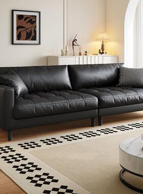 2025新款黑色科技布艺沙发客厅小户型直排公寓猫爪皮简易出租房屋