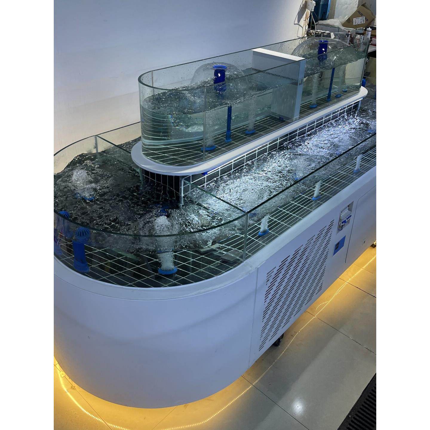 建华海鲜池商业一体移动鱼缸岛餐厅淡水海水海鲜池龙虾贝类池