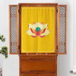 大尺寸定制荷花莲花观音佛龛遮挡帘家用免打孔中式门帘书房佛半帘