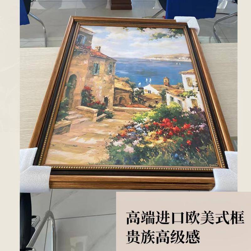 走画欧式建筑廊玄关户门挂画美式画油斗柜橱柜上入壁建筑北欧复古