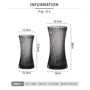 饰品摆件 轻奢高级感玻璃花瓶客厅简约插花水养鲜花玫瑰餐桌小众装