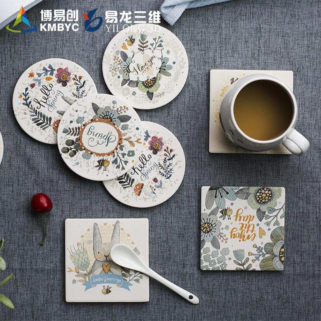 机陶瓷茶垫uv打机高软木垫速彩印印设备塑料杯垫logo数码印刷厂