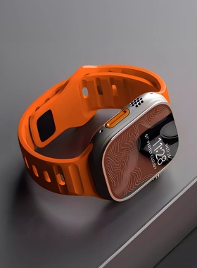 适用AppleWatch Ultra3表带氟橡胶高级S11运动S10硅胶防水iwatchS9红色表带8创意S7苹果se手表男女49/46/45mm