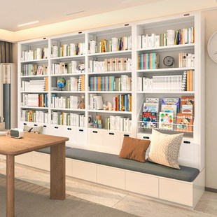 阿格贝贝图书馆书架家用钢制书架置物架落地卡座书架一体靠墙书柜