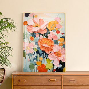 大芬油画村客厅挂画奶油抽象花卉饭厅壁画北欧清新桌面摆画装 饰画