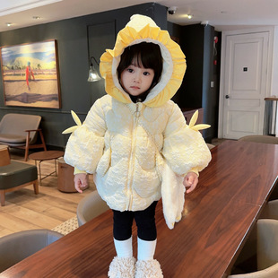 一件起批 m185冬季 可爱加厚棉服女宝宝洋气棉服儿童棉袄加绒外套