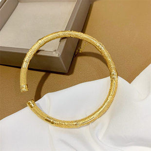 精雕古法传承龙纹金箍棒手镯女镀黄金越南沙金手环镯子久不掉色