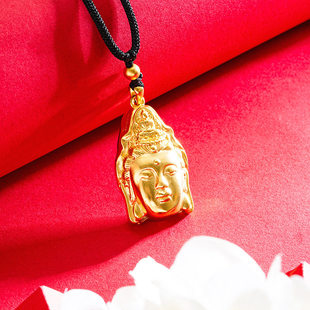 越南沙金佛头项链可调节手工编织绳链DIY吊坠男女款国风锡金饰品