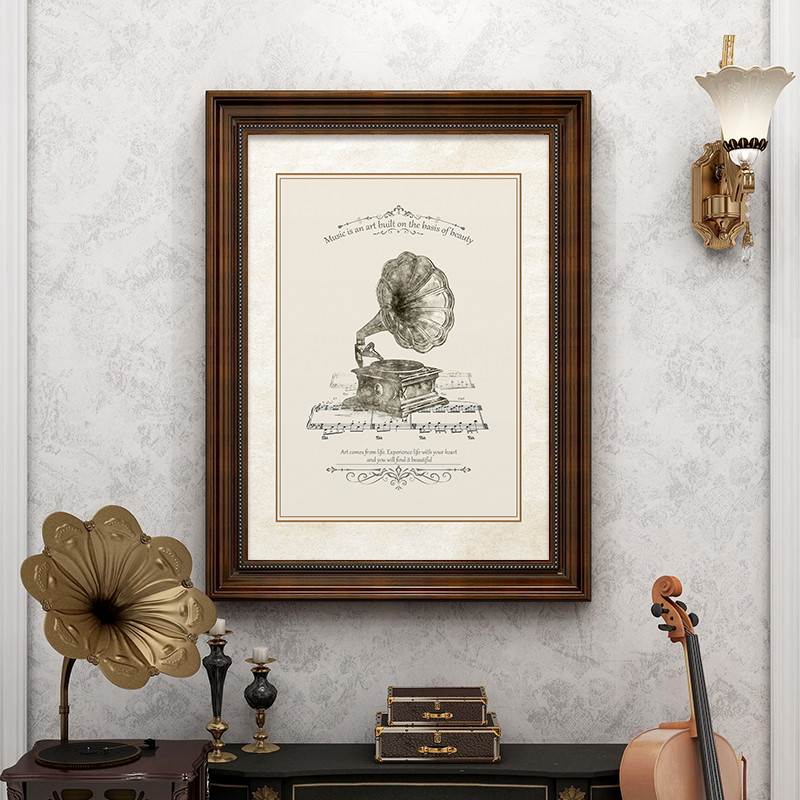 欧式音乐教室装饰画美式黑白钢琴乐器挂画玄关客厅壁画琴房琴行图片