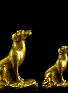 金钱狗纯铜狗风水手工生肖黄铜狗补西北缺角招财守家防小三摆件