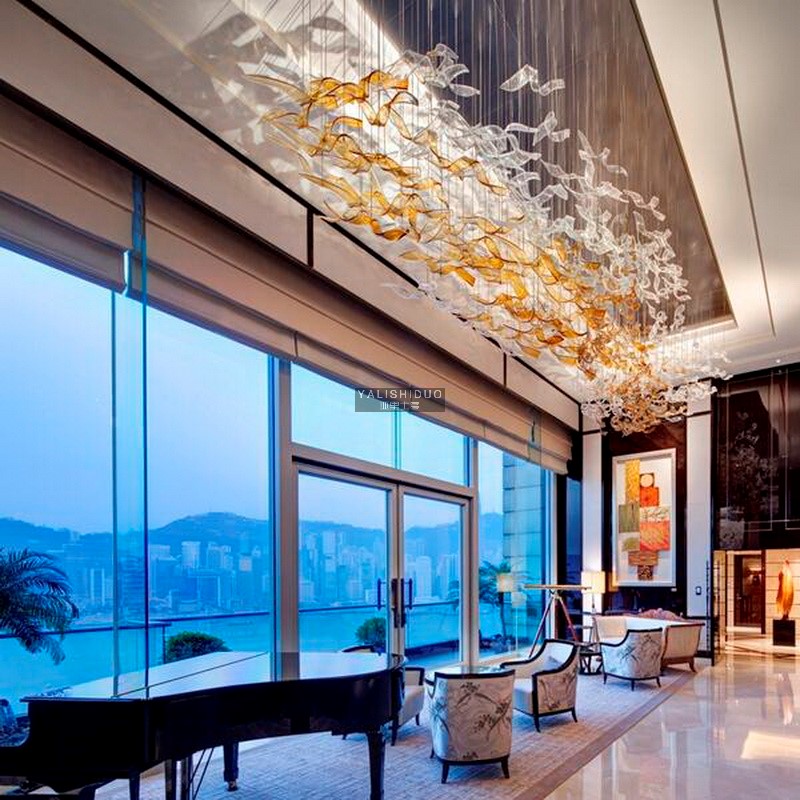 酒店大堂走廊过道水晶琉璃艺术吊灯别墅客厅装饰灯售楼部定制灯具