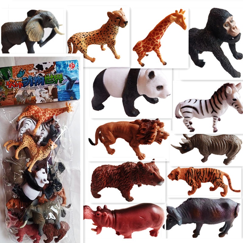 仿真动物恐龙模型玩具12只装大礼包摔不烂软胶动物跨境儿童丛林玩
