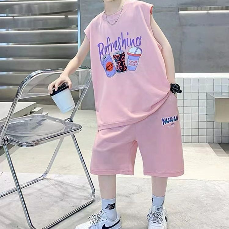 儿童装男童夏装背心套装2025新款中大童夏季男孩夏款无袖运动帅气