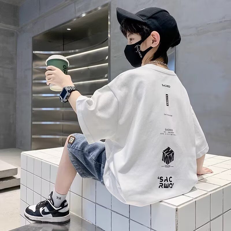 童装男童短袖t恤夏装2025韩版新款儿童夏季上衣夏款中大童男孩潮t