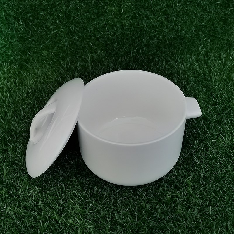 3.9英寸c炖盅 唐山高骨瓷 纯白色 无铅釉 带盖 汤盅 带盖碗 350ml