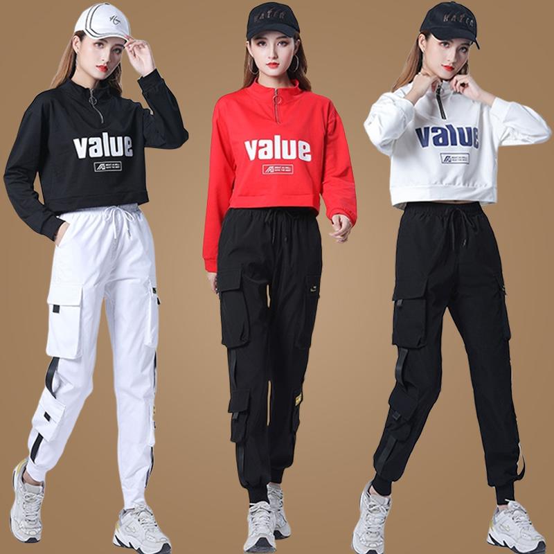 杨丽萍宽松曳步长袖短款运动舞蹈服广场舞服装套装女秋冬时尚新款